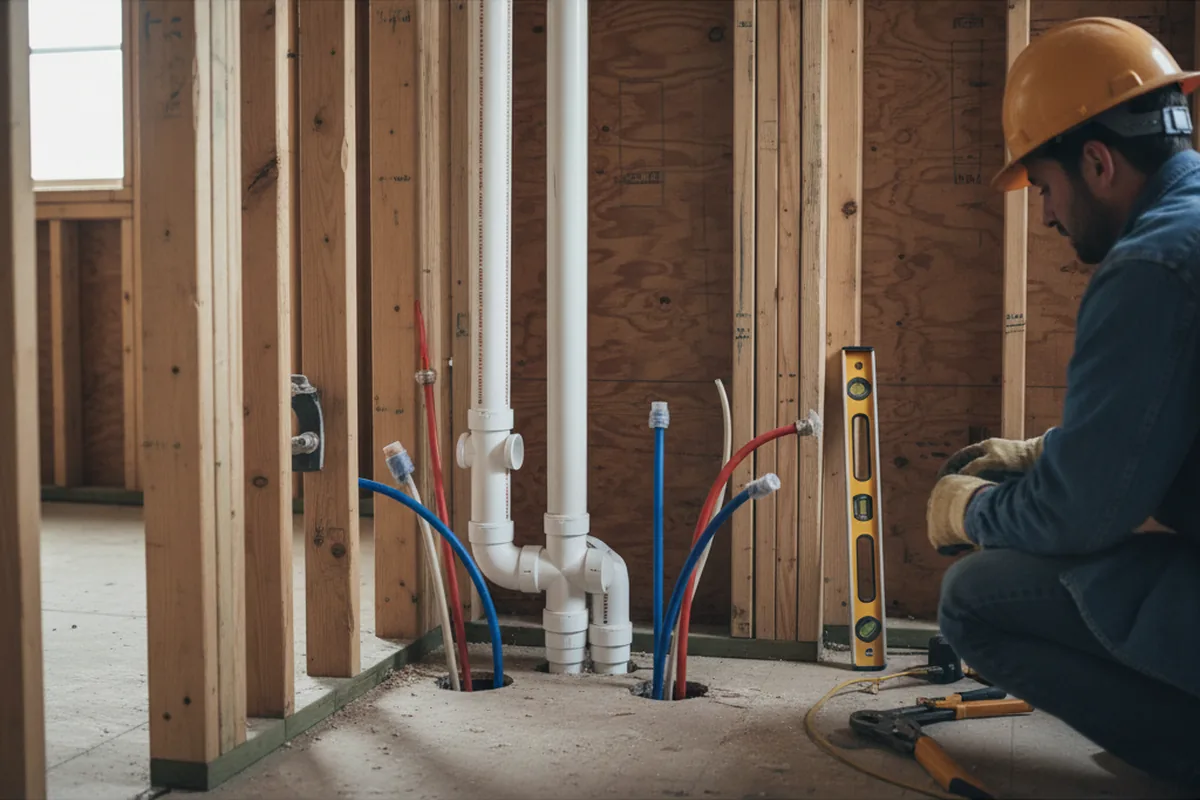 Drain and supply rough-in during Leak Detection in Smithville
