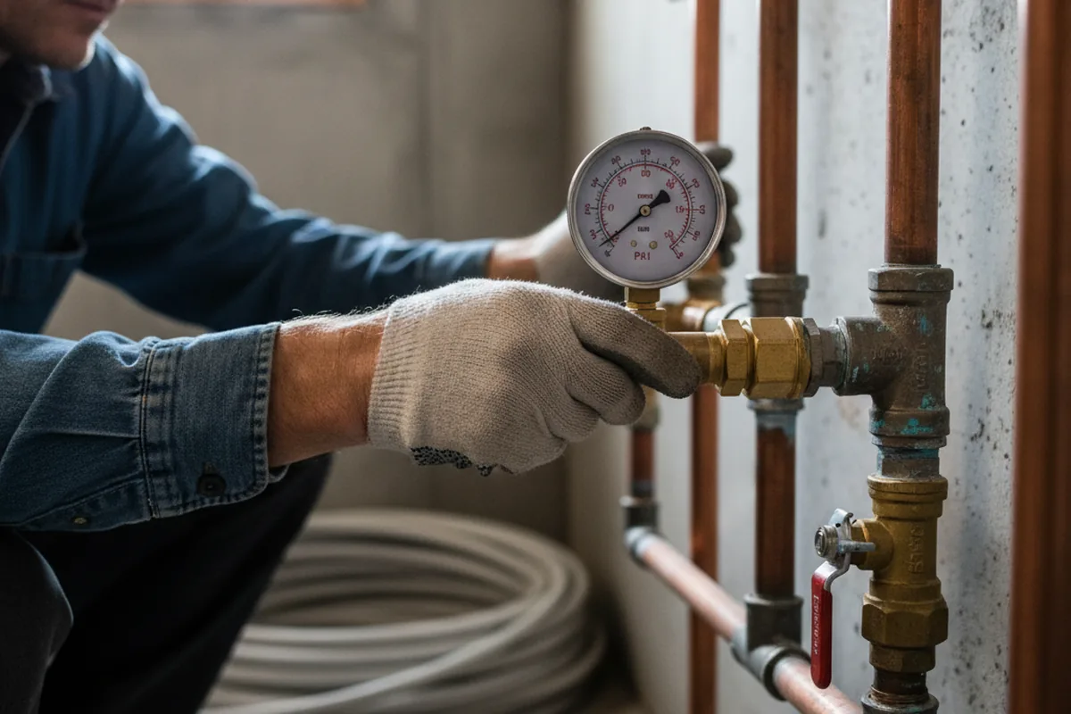 Pressure testing a repaired line during Water Line Repair in Smithville